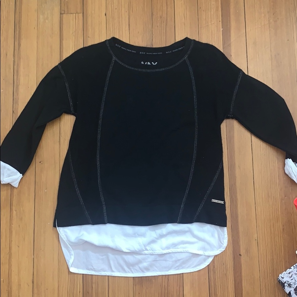 Black and white blouse.